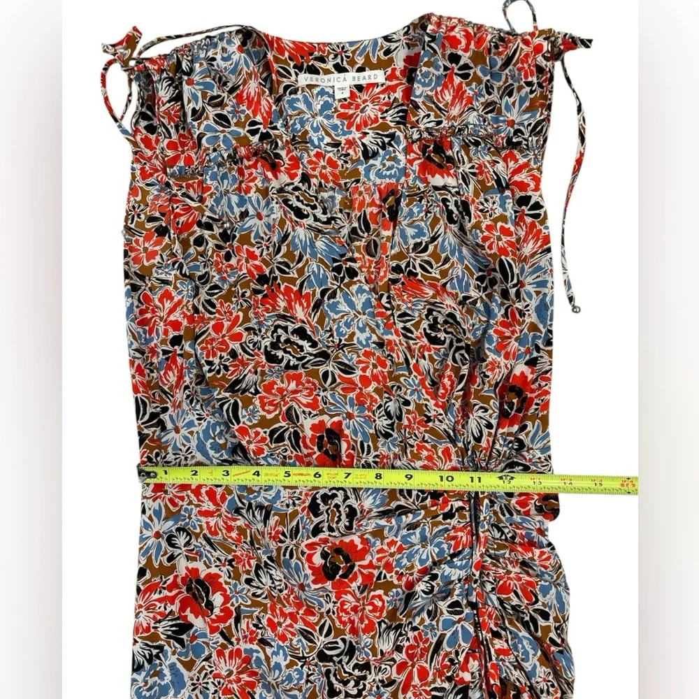 VERONICA BEARD Soheyla Ruched Floral-print Silk-blend Crepe dress size 4 - Picture 5 of 9